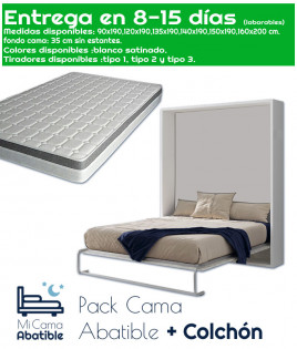 Pack Cama Abatible Horizontal con escritorio y Colchón Ref Y45000