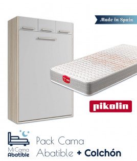 Pack Cama Abatible Vertical con Altillo y Colchón Ref CAZ15000