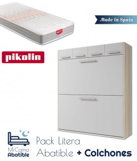 Pack Litera Abatible Horizontal con Altillo y Colchones Ref CAZ21000