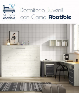 Dormitorio juvenil formado por cama abatible y escritorio Ref CAZ24-34