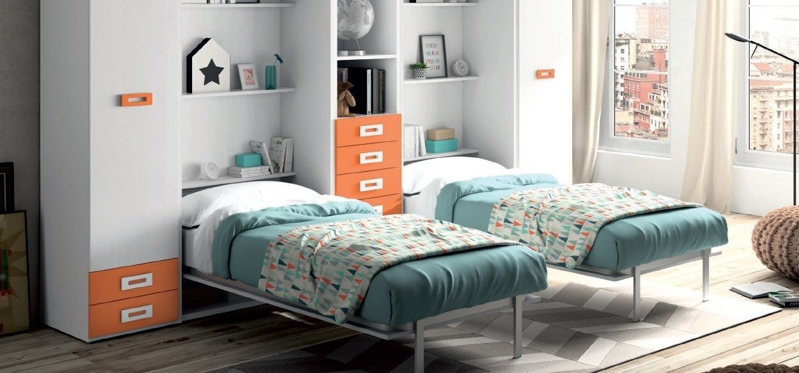 Mueble cama abatible en vertical sencillo y económico. ¡Gran ahorro de  espacio! 